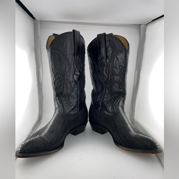 Los Altos Shoes - Womens Los Altos Black Exotic Genuine Stingray Western Cowboy Boots Womens 7.5M 